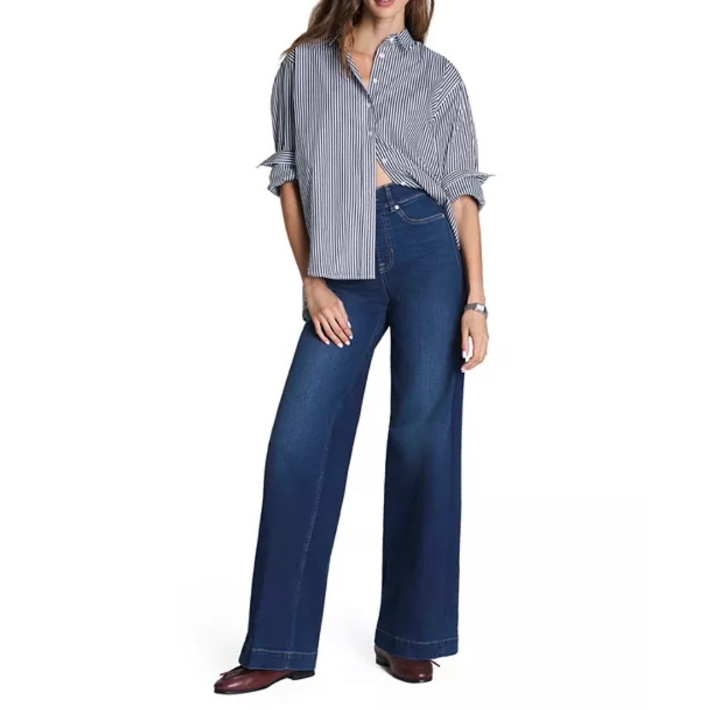 Spanx SPANXshape EveryWear Wide Leg Jeans Pull On Pacific Wash XLP XL Petite‎